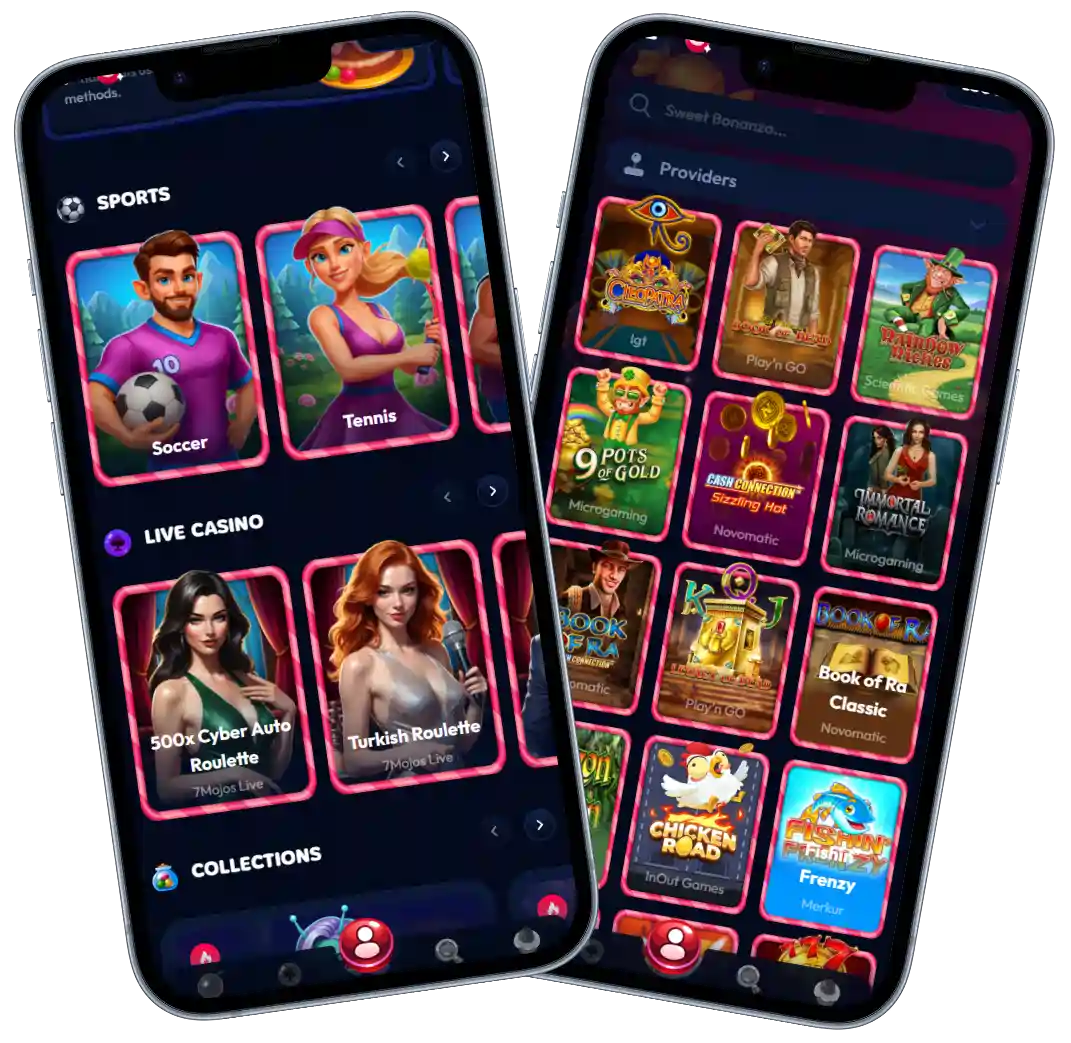 Gambiva Casino mobile Ansicht mit Slots Live Casino und Sport Spielen auf dem Smartphone