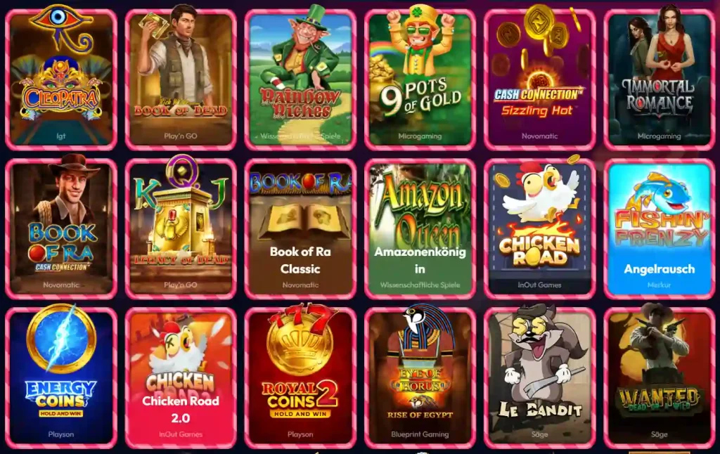 Gambiva Casino Slot Spiele Auswahl mit Book of Dead Cleopatra Chicken Road und weiteren Slots